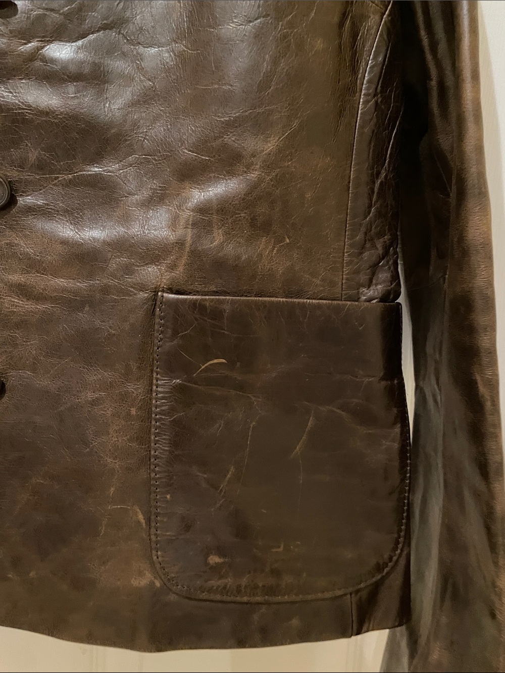 J. Crew Brown Leather Jacket Heritage Boxy Minimalist 90s Transitional 8 - Picture 3 of 6